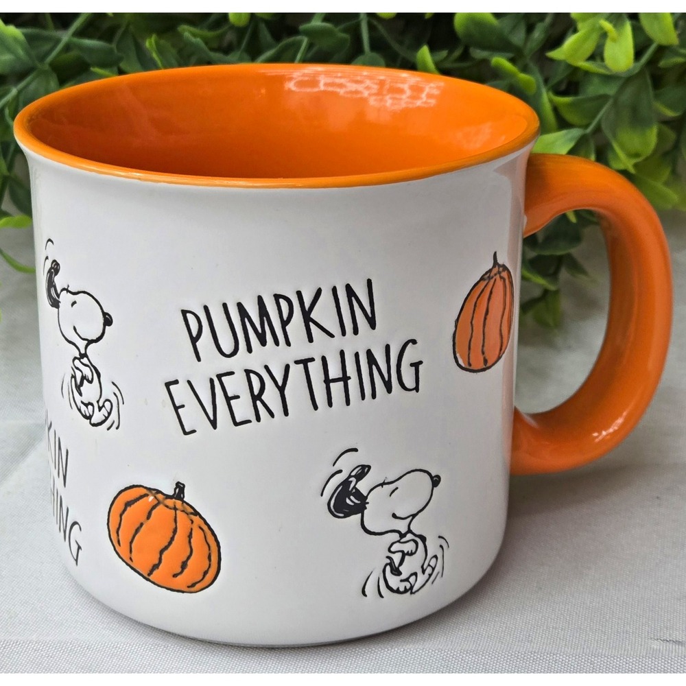 Peanuts Snoopy Fall Coffee Mug 21 oz Pumpkin Everything Orange White Gibson 2023